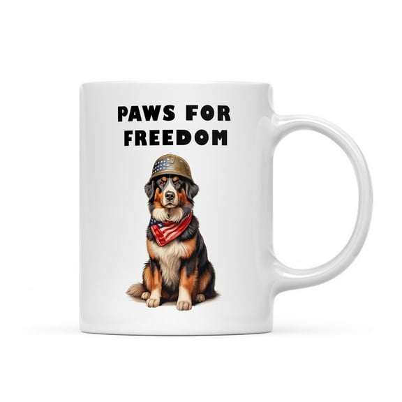 Freedom Paws Patriotic Australian Shepherd Vintage Memorial Day Mug Aussie Dog Lover Gifts Coffee Tea Cup - 12006
