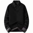 thumbnail image 2 of Blusa y camisa de manga larga con cuello vuelto para hombre, informal, de moda, con forro polar falso, dos botones LED, suéter de manga larga, blusa de poliéster para hombre, 2 of 4