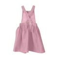 thumbnail image 6 of BRGZLK Girls Summer Cotton Linen Dresses Trendy Solid Color Back Button Up Suspender Casual Sundress with Pockets Pink 7-8 Years, 6 of 7