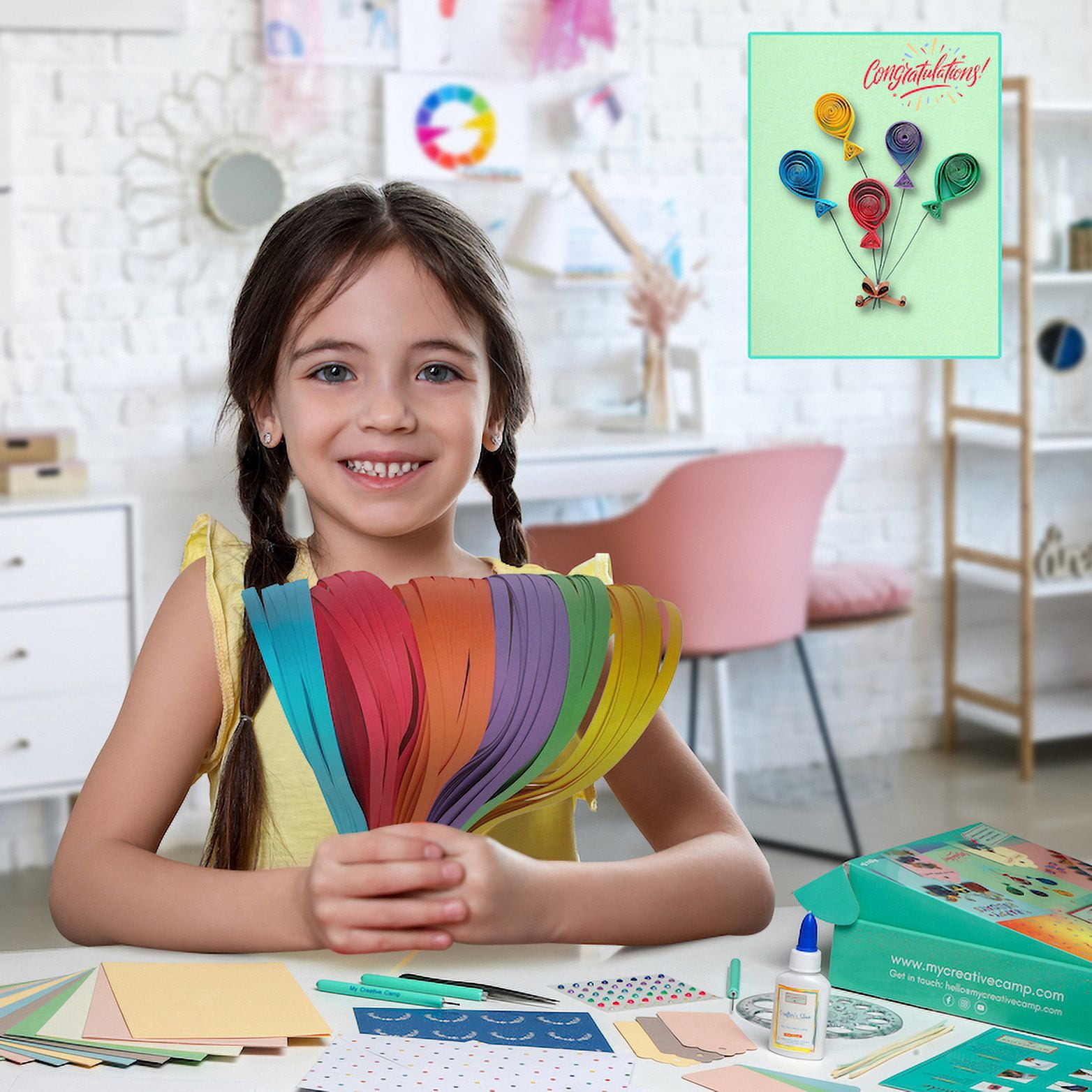 MY CREATIVE CAMP Greeting Cards Quilling Kit with Bonus Gift Tags - DIY Craft Kit for Kids and Adults