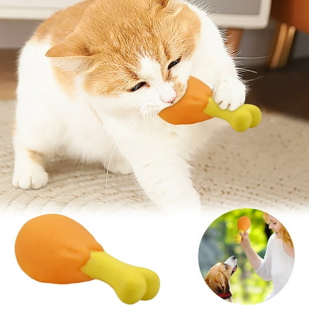 Durable Chicken Drumstick Teething Toy Whimsical Food Squeaky Dog Chew Toys Novelty Foodie Interactive Puppy Fetch Toys with Built-in Squeaker Cat Toy Pet Supplies for Chewers Calming Boredom Relieve