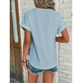 thumbnail image 4 of Otntypg Womens Tunic Tops Eyelet Embroidery Summer Oversized Crewneck Curved Hem 2025 Loose Casual Short Sleeve Trendy Plain T Shirts Light Blue XL, 4 of 6