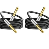 6.35mm Instrument Cable 10Ft,Silver Color Premium 6.35mm Mono Jack 1/4" TS Cable Unbalanced Guitar Patch Cords/Instrument Cable Male to Male with Zinc Alloy Housing and Nylon Braid(10Ft/3M)2 Pack