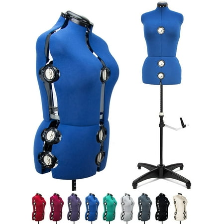 BHD BEAUTY Blue 13 Dials Female Fabric Adjustable Mannequin Dress Form for Sewing, Mannequin Body Torso with Tri-Pod Stand, Up to 70" Shoulder Height (Medium)