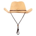 thumbnail image 1 of Sombrero de ala ancha de paja, delicado sombrero de fiesta de vaquero, sombrero de vaquera, 1 of 8