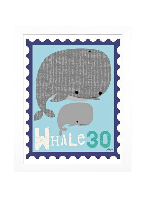 Timeless Frames Childrens Framed Art, 10" x 8", Whale Animal Stamp