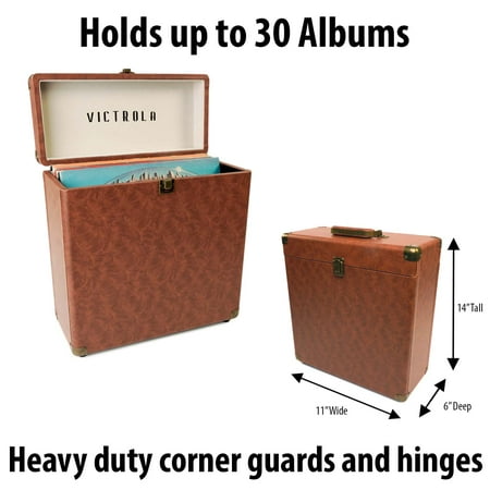 Victrola - Storage Case for Vinyl Turntable Records - Brown