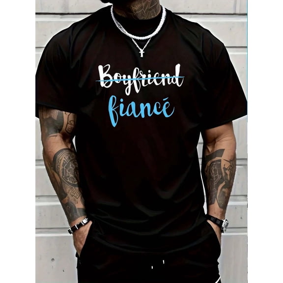 100% Cotton Couple Engagement Just Engaged T-Shirt BoyFiance T-Shirt Women's Men Graphic Tee