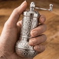 thumbnail image 3 of Salt and Black Pepper Grinder, Refillable Spice Grinder, Authentic Vintage Turkish Pepper Mill Decorative, 4.2 in, Bright Silver, 3 of 8