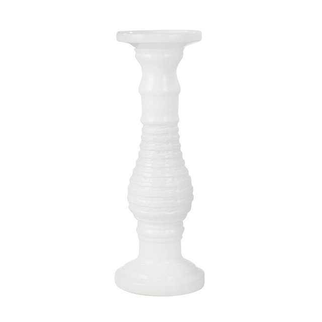 Sagebrook Home Ceramic 18" Candle Holder, White Stripe
