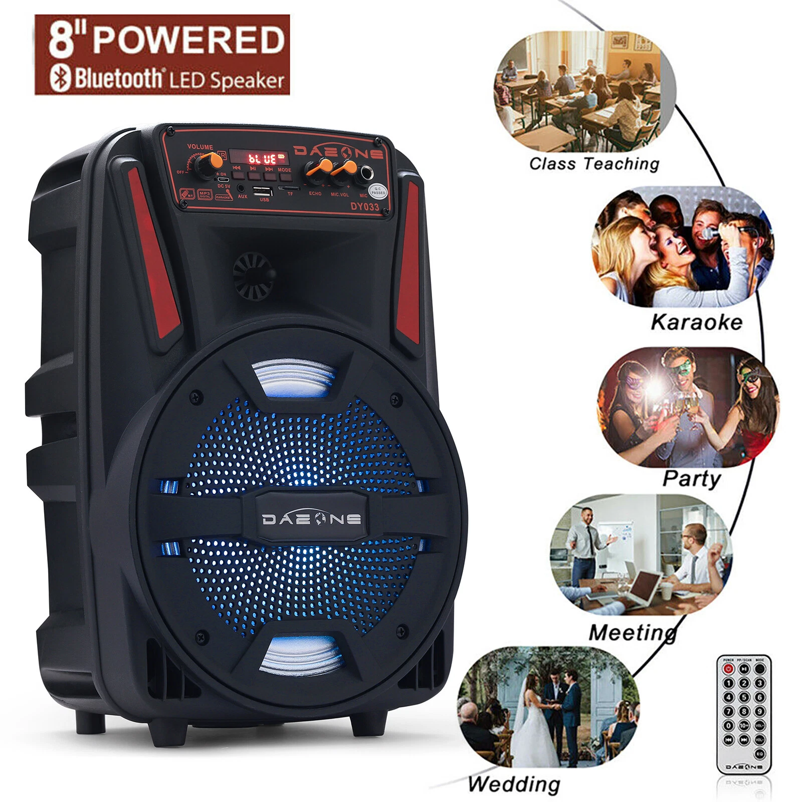 1000W Portable Wireless Bluetooth Speaker Super Bass Stereo Radio FM TF AUX USB