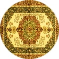thumbnail image 1 of Ahgly Company Indoor Round Abstract Yellow Modern Area Rugs, 7' Round, 1 of 4