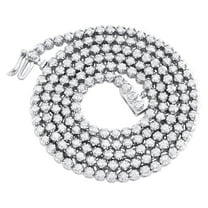 14K White Gold Round Diamond Tennis Chain 3mm Martini Set 18" Necklace 3.75 CT.