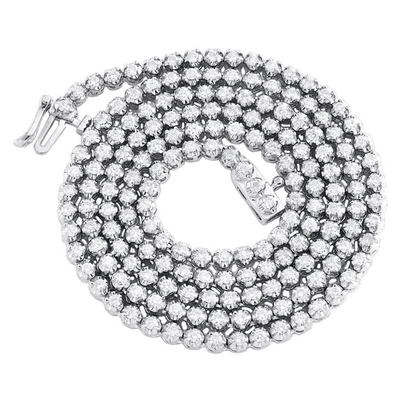 14K White Gold Round Diamond Tennis Chain 3mm Martini Set 18" Necklace 3.75 CT.