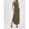 thumbnail image 4 of KelaJuan Women Long Dress, Sleeveless Crew Neck Solid Loose Slit Dress Summer Dress for Casual Daily, 4 of 6