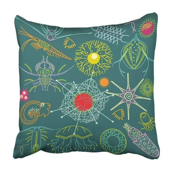 RYLABLUE Plankton Marine Life Microorganism Abstract Ameba Animal Bacteria Bacterial Bacterium Pillowcase Cover 20x20 inch