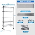 thumbnail image 2 of CL.HPAHKL Storage Shelves Adjustable 5 Tier NSF Metal Shelving Unit, Wire Rack Shelving 1250lbs Capacity Storage Racks and Shelving with Wheels for Kitchen Pantry Basement, Chrome, 2 of 5