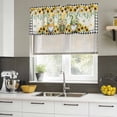 thumbnail image 4 of Sunflower Gnomes Curtain Valances for Windows, Kitchen Valance Window Treatments Panel 2 Pack, Spring Farmhouse Vintage Daisy Leaf Plaid Rod Pocket Short Curtains for Bathroom Bedroom 42 x 18 Inch, 4 of 8