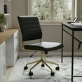 thumbnail image 6 of Martha Stewart Ivy Upholstered Office Chair in Black/Polished Brass, 6 of 15