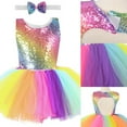thumbnail image 2 of Rainbow Tutu Dress for Girls Toddler Kids Sparkly Sequin Tulle Party Dresses for Birthday Outfit Halloween Special Occasion, 2 of 9