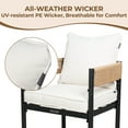 thumbnail image 3 of GRANDPATIO Steel Outdoor Dining Side Chairs, Wicker Back - Set of 2, Khaki Wicker & Beige Cushion, 3 of 7