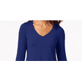 thumbnail image 2 of JM Collection Women's V-Neck Handkerchief-Hem Top Dark Blue Size X-Large, 2 of 3