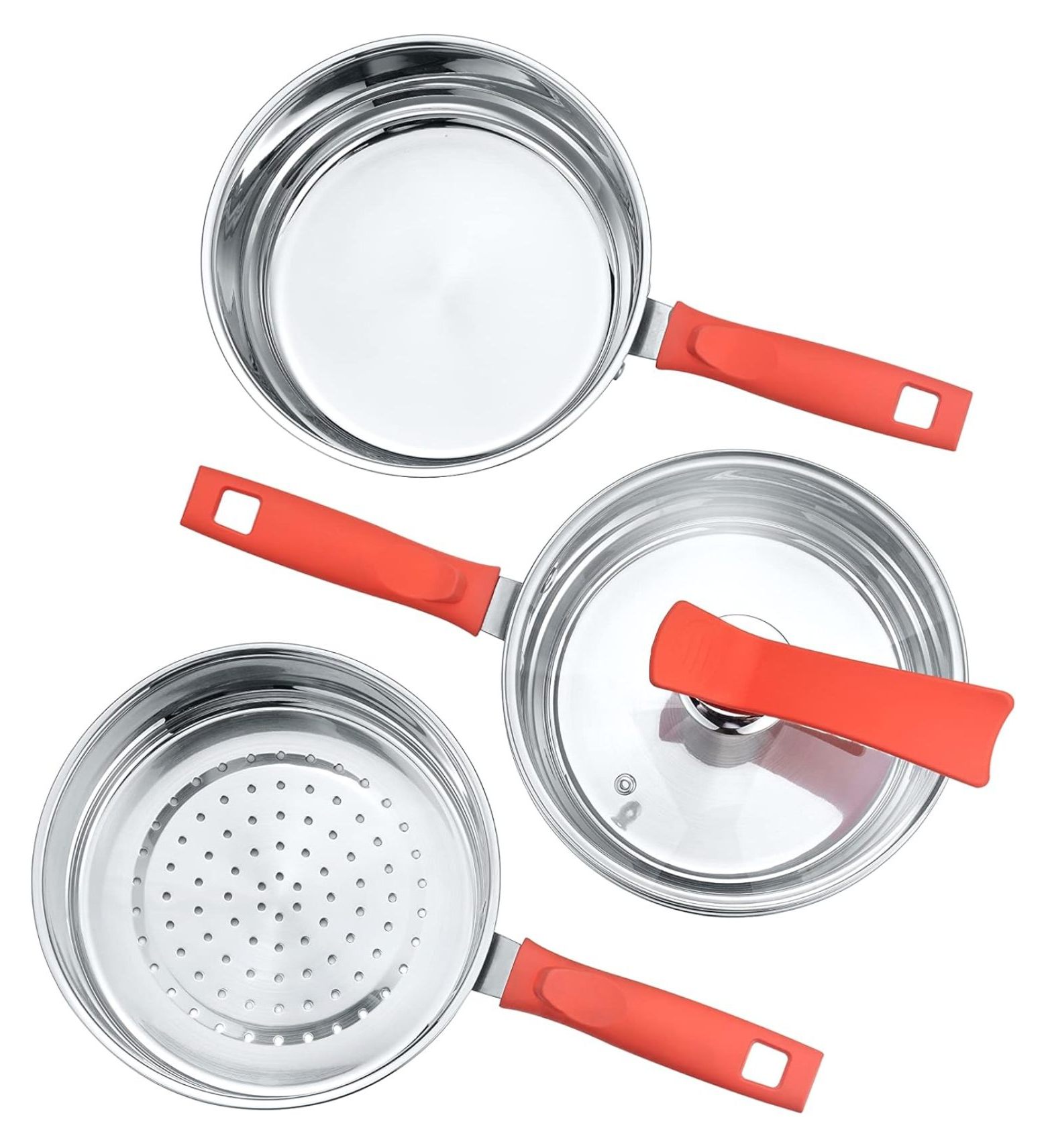 LouZub 3 Quart Premium Double Boiler - Stainless Steel Multi Pot Steamer Cookware 2 Tiers (Induction Compatible)