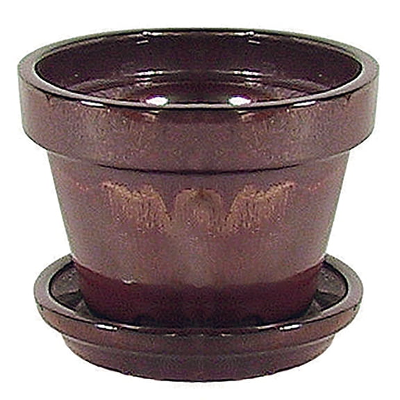 Standard Pot with Attached Saucer - 4.5" x 4" - Tropical Red