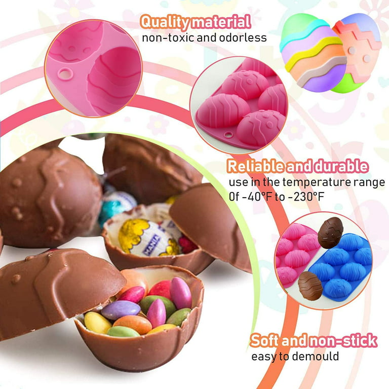 Forzero Easter Egg Mold – Egg Silicone Chocolate Mold- Large Easter Egg for  Cocoa Bombs & Breakable Egg Chocolate Shells- fill with Peeps, Candy, Cake