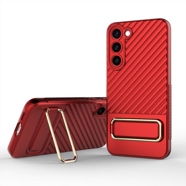 Étui Robuste pour Samsung Galaxy S23 Plus 6.6 Pouces avec Protection d'Objectif Tout Compris Support Caché Invisible Antichoc Étui Mince Léger, Rouge