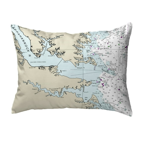 Betsy Drake NC12280HF 16 x 20 in. Chesapeake Bay, VA Nautical Map Noncorded Indoor & Outdoor Pillow