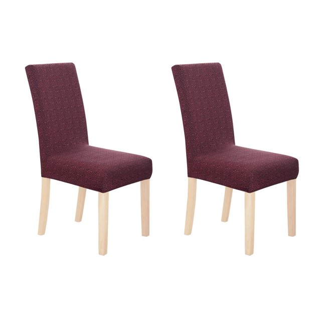 Deconovo - Funda de silla de comedor de punto jacquard, elástica, lavable y extraíble, de licra, para banquetes, juego de 2, color vino