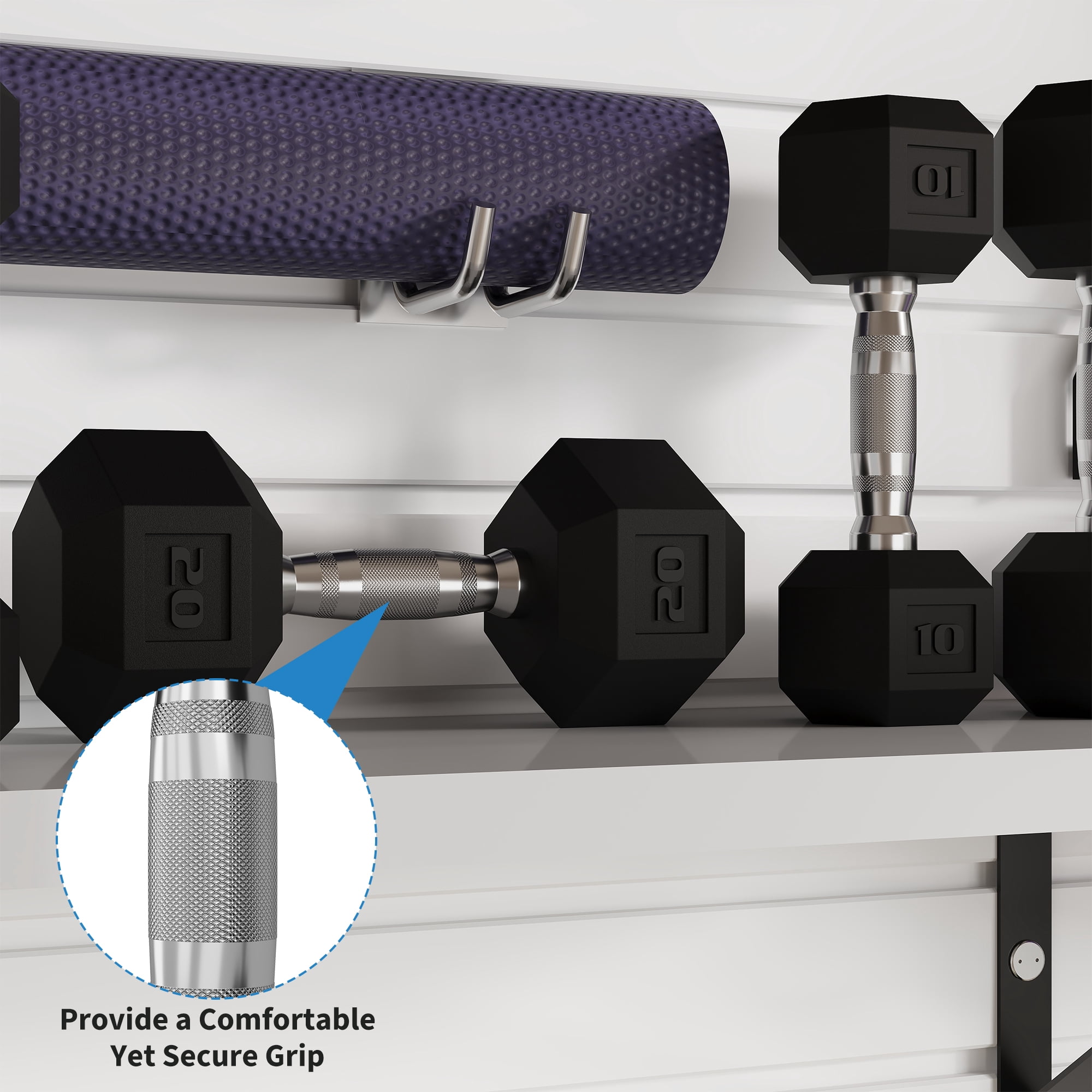 5-50 LB Hex Dumbbells Set of 2, Rubber Encased Cast Iron Dumbbells with Textured Carbon Steel Handle, Anti-Roll Hexagon Weight Pair Strength Training Hand Weights for Home Gym, Men & Women