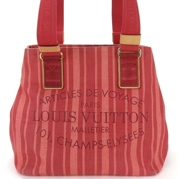 Pre-Owned Louis Vuitton Tote Bag Plan Soleil Cabas PM M94146 Striped Red Canvas Ladies (Good)