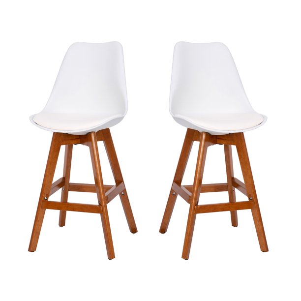 Flash Furniture Dana 27"H Square Mid Back Counter Bar Stool, White