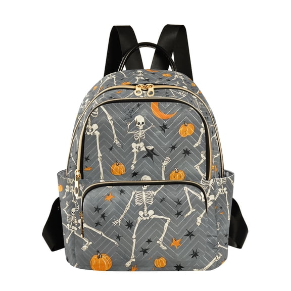 FORMRS Mini Backpack Purse for Women Travel Daypack Casual Shoulder Bag, Halloween Dancing Skeleton