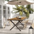 thumbnail image 3 of CozyHomet Outdoor Dining Table for 6, 59" x 35" Rectangular Patio Dining Table, Aluminum Outdoor Table with Adjustable Foot Pads, Patio Furniture for Garden, Backyard, Poolside, or Indoor, Natural, 3 of 9