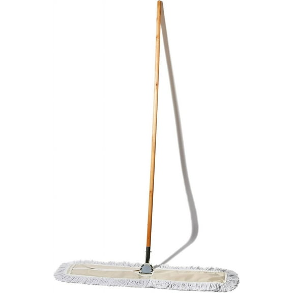Commercial Dust Mop & Floor Sweeper, 36 in. Dust Mop for Hardwood Floors, Cotton Mop Head, Wooden Broom Handle, Industrial Dry Mop for Floor Cleaning & Janitorial Supplies