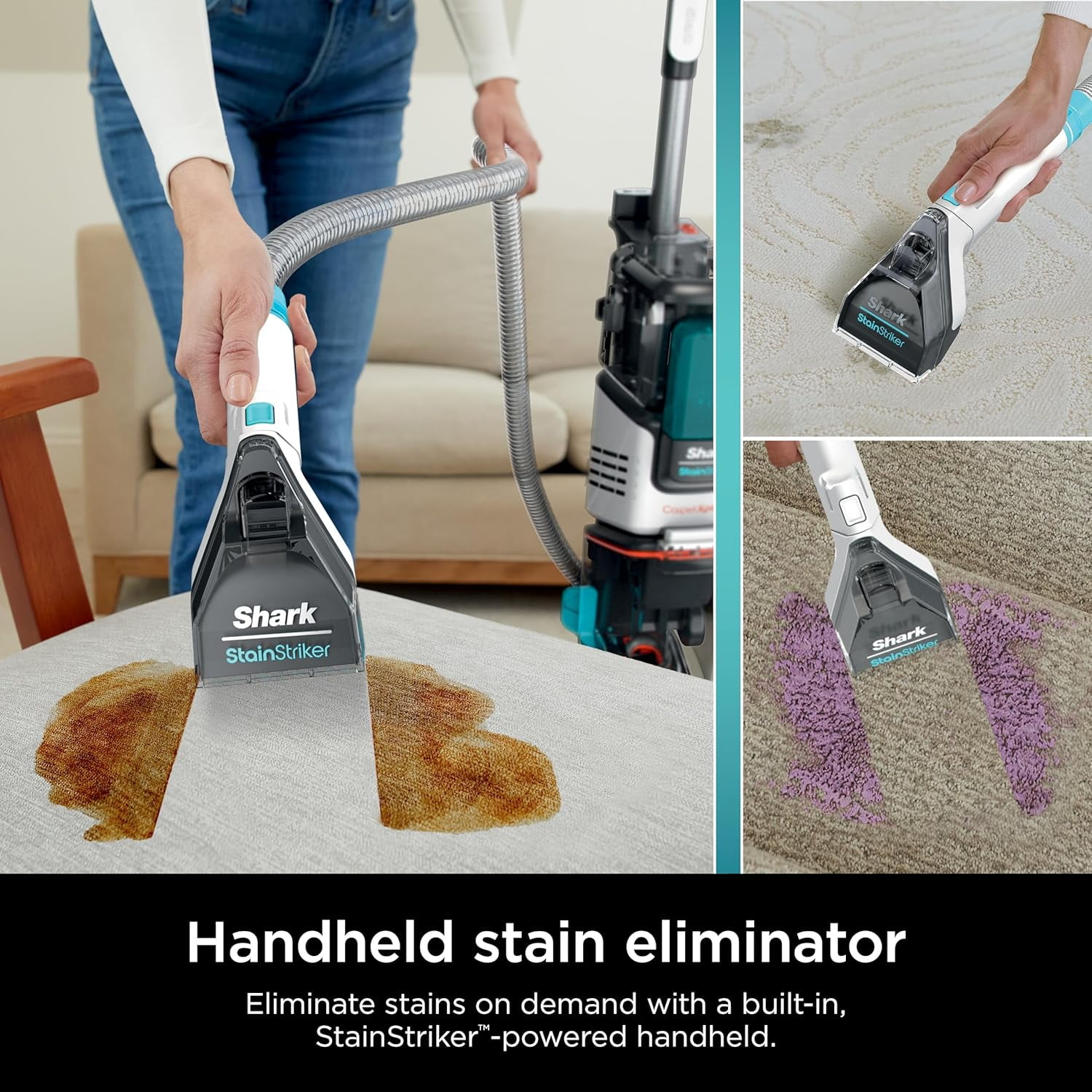 Restored Shark R-EX201 CarpetXpert with Stainstriker Upright Deep Carpet Cleaner, Cyan (Refurbished)