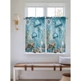 thumbnail image 6 of Tier Curtains 45 Inches Long, Coastal Jellyfish Window Treatment Curtain Drapes, Blue Coral Starfish Abstract Painting Window Half Privacy Curtains for Bedroom Bathroom, 42"x45", 2 Panels, 6 of 7