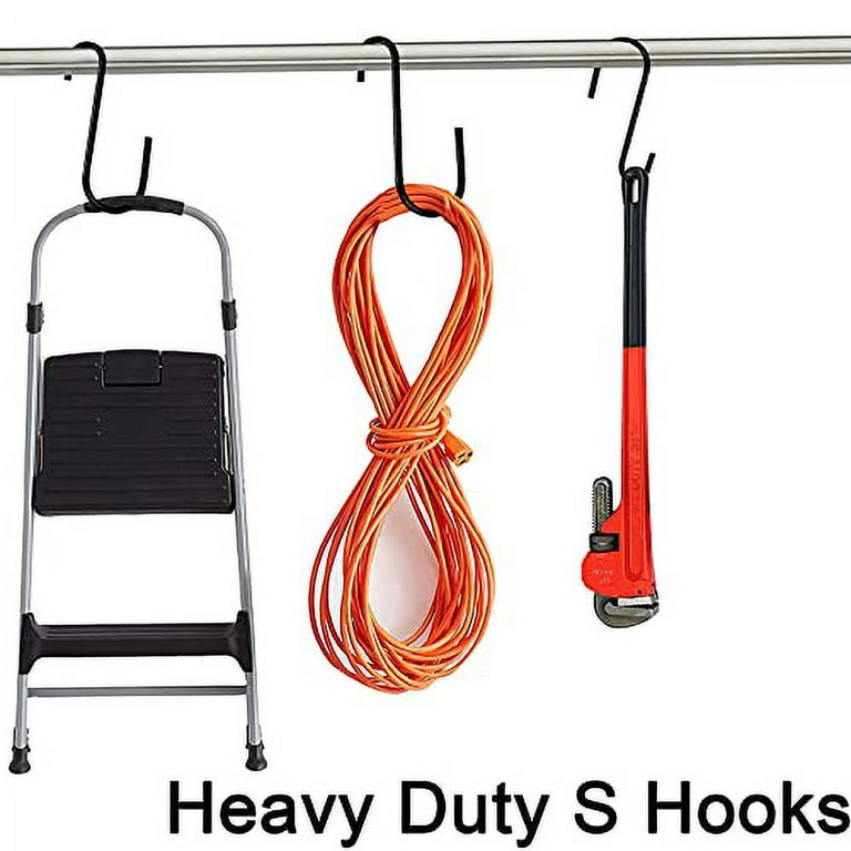 DINGEE 6 Inch Heavy Duty Solid 5.5mm Thickness Large S Hooks,Black Metal  Hanging Max up to 80 Pounds Hooks for Plants Outdoor, Garden,Heavy Items  Tools,Tires, Hoses,Bird Feeders, Bird House 