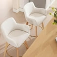 thumbnail image 6 of 26'' Swivel Bar Stools Set of 2, Counter Height Bar Chairs with Curved Back, Upholstered Sherpa Counter Stool with Wood Legs for Kitchen Island, White, 6 of 9