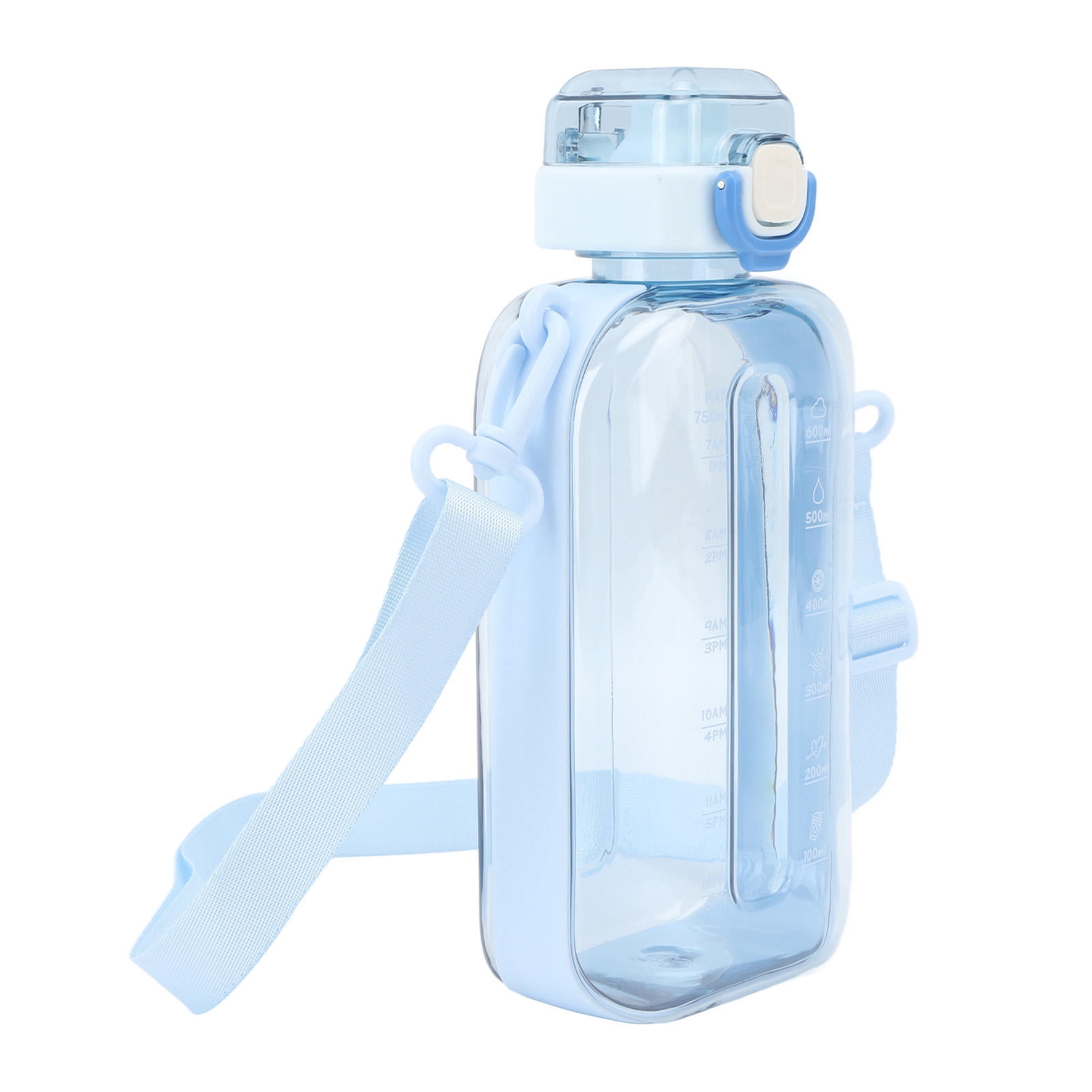 BOKYAN 750 ml Flat Water Bottle – BPA‑Free PC, Leak‑Proof, Slim & Portable with Carrying Strap, Clear Design, Ideal for Travel, Gym & Camping