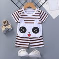 thumbnail image 2 of Gibobby Toddler Boy Outfits Clothes Children's Summer Tropical Printed Short Sleeve Training 1t 2t 3t 4t 5t 6t New Born for Twins Kids Casual 2-Piece Set(6-12 Months,Coffee), 2 of 4