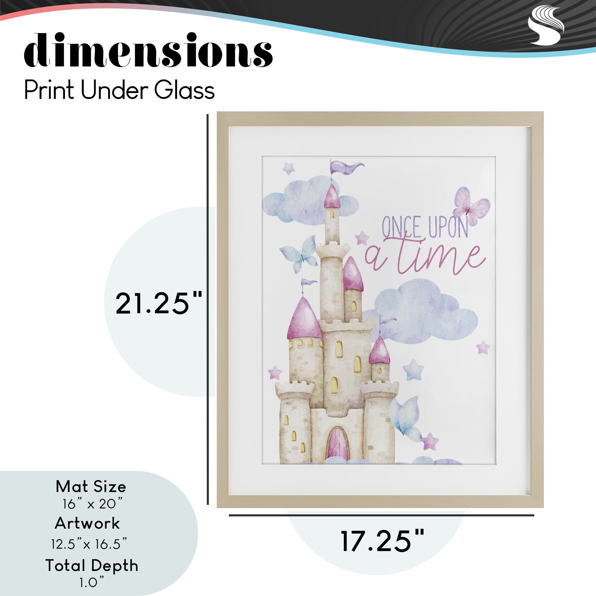 Once Upon A Time Castle Birch Framed Print Under Glass, design by Kim Allen