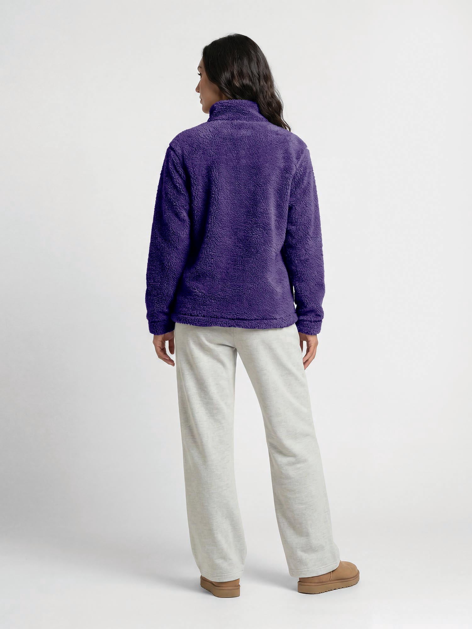 Mount Union Purple Raiders Reebok Womens Relaxed Fit Qtr Zip Sherpa Pullover