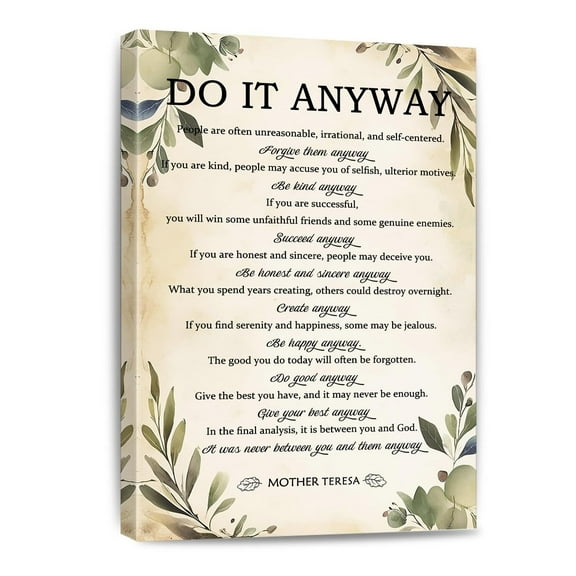 Do It Anyway Quote Canvas Wall Art Inspirational Painting Motivational Poster Print Positive Office Home Decor Framed Gift