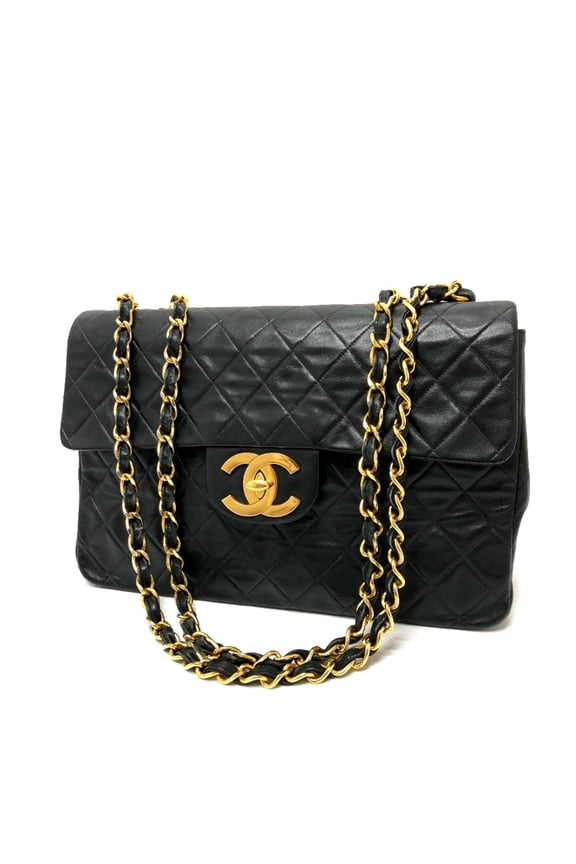 Pre-Owned Chanel Double Chain 2WAY bag bag Shoulder Bag Black GoldHardware (Good)
