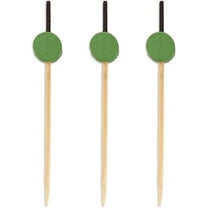 BambooMN 2.75" Decorative Green Circle Bamboo Appetizers and Hors d'oeuvres Skewer Picks - 1,000 Pieces