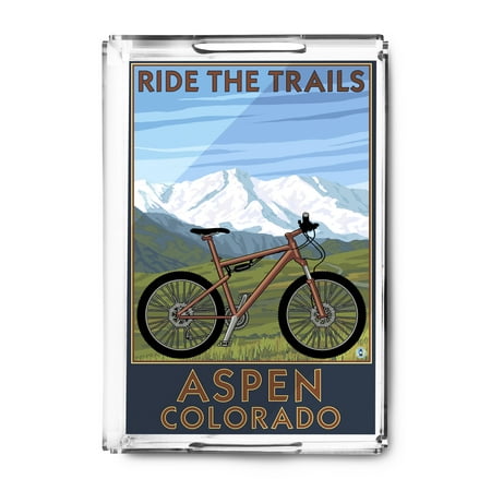 Aspen, Colorado - Ride the Trails, Mountain Bike - Lantern Press Artwork (Acrylic Serving